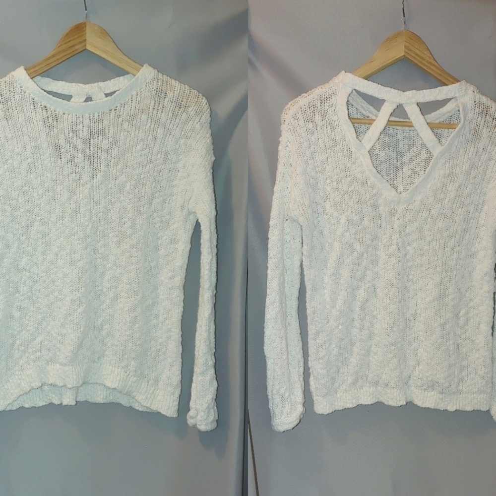 Gentle Fawn Sweater Strappy Open‎ Back Cutouts Knit Popcorn Cotton Small S